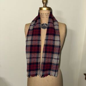 Vintage Red and Gray Plaid James Dalgliesh Pure New Wool Neck scarf